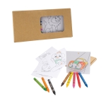 Children's colouring set, 8 wax crayons and 8 cards various colours