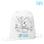 White non-woven bag with colouring pens for kids main view