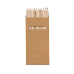 12 coloured pencils in a cardboard box, Long brown colour first view