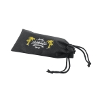 Black non-woven glasses case with cord, 80 g/m2 black colour image with logo