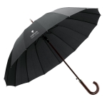 Umbrella with 16 ribs wooden handle, Ø 111, Gentlemen black colour image with logo