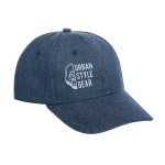 Denim peaked cap with vents, Jeans blue colour image with logo