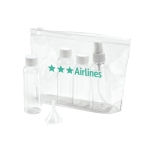 Toiletry bag made of PVC with 3 bottles, Frequentflyer transparent colour image with logo