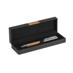 Eco-friendly pen cork metal blue ink, NatureSet natural colour second view in box