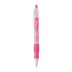 Pen in many colours with blue ink, Economy pink colour image with logo