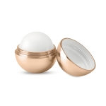 Ball-shaped lip balm in box, SPF 15 UV champagne colour