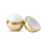 Ball-shaped lip balm in box, SPF 15 UV gold colour