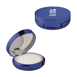 Lip balm with mirror in metal box, SPF 15 UV blue colour view with print area