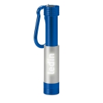 Flashlight with carabiner and LED illuminated logo for camping blue colour