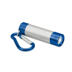 Flashlight with carabiner and LED illuminated logo for camping blue colour third view