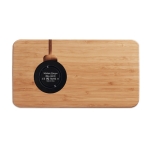 Bamboo desktop organiser with wireless charger wood colour third view