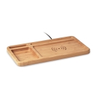 Bamboo desktop organiser with wireless charger wood colour fourth view