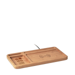 Bamboo desktop organiser with wireless charger view with print area