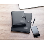 Folder with charging station, power bank and USB cable black colour second main view