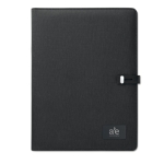 Folder with charging station, power bank and USB cable black colour main view