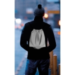 Easy secure reflective drawstring bag silver colour ambient view