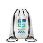 Easy secure reflective drawstring bag view with print area