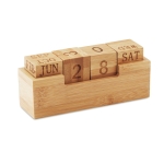 Desk calendar with wooden blocks for dates wood colour