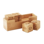 Desk calendar with wooden blocks for dates wood colour fourth view