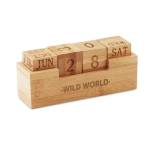 Desk calendar with wooden blocks for dates wood colour main view