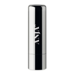 Lip balm stick in metallic container, SPF 15 UV shiny silver colour second main view