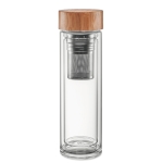 Double-walled drinking bottle made of borosilica glass, 420 ml transparent colour