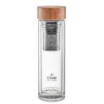 Double-walled drinking bottle made of borosilica glass, 420 ml transparent colour main view