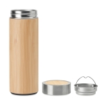 Stainless steel bamboo thermos flask for promotions, 480 ml wood colour second view