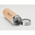 Stainless steel bamboo thermos flask for promotions, 480 ml wood colour third main view