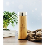 Stainless steel bamboo thermos flask for promotions, 480 ml wood colour main ambient view