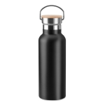 Thermos bottles with bamboo lids with handle, 500 ml black colour