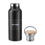 Thermos bottles with bamboo lids with handle, 500 ml black colour second main view