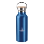 Thermos bottles with bamboo lids with handle, 500 ml blue colour main view