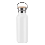 Thermos bottles with bamboo lids with handle, 500 ml white colour