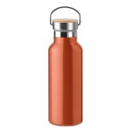 Thermos bottles with bamboo lids with handle, 500 ml orange colour