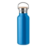 Thermos bottles with bamboo lids with handle, 500 ml turquoise colour