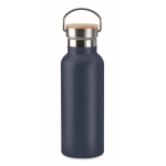 Thermos bottles with bamboo lids with handle, 500 ml navy-blue colour