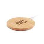 Wireless bamboo mobile phone charger wood colour third main view