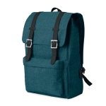 Laptop backpack with USB port and decorative straps, 15'' blue colour