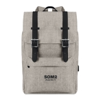 Laptop backpack with USB port and decorative straps, 15'' grey colour third main view