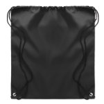 Drawstring bag made from recycled bottle plastic for sustainability black colour second view