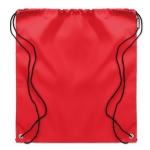 Drawstring bag made from recycled bottle plastic for sustainability red colour second view