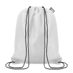 Drawstring bag made from recycled bottle plastic for sustainability white colour