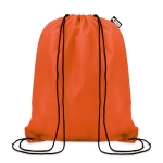 Drawstring bag made from recycled bottle plastic for sustainability orange colour