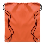 Drawstring bag made from recycled bottle plastic for sustainability orange colour second view