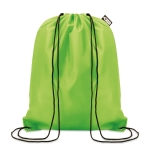 Drawstring bag made from recycled bottle plastic for sustainability lime colour