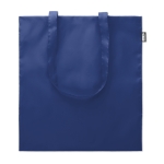 Recycled shopping bag made of rPET with long handles blue colour