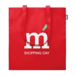 Recycled shopping bag made of rPET with long handles red colour main view