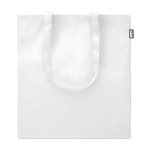 Recycled shopping bag made of rPET with long handles white colour