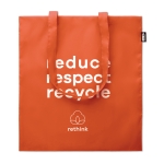 Recycled shopping bag made of rPET with long handles orange colour main view